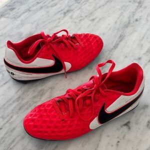 Nike Tiempo Legend 8 Academy FG/MG Kids Red and White Sneakers. 4Y
